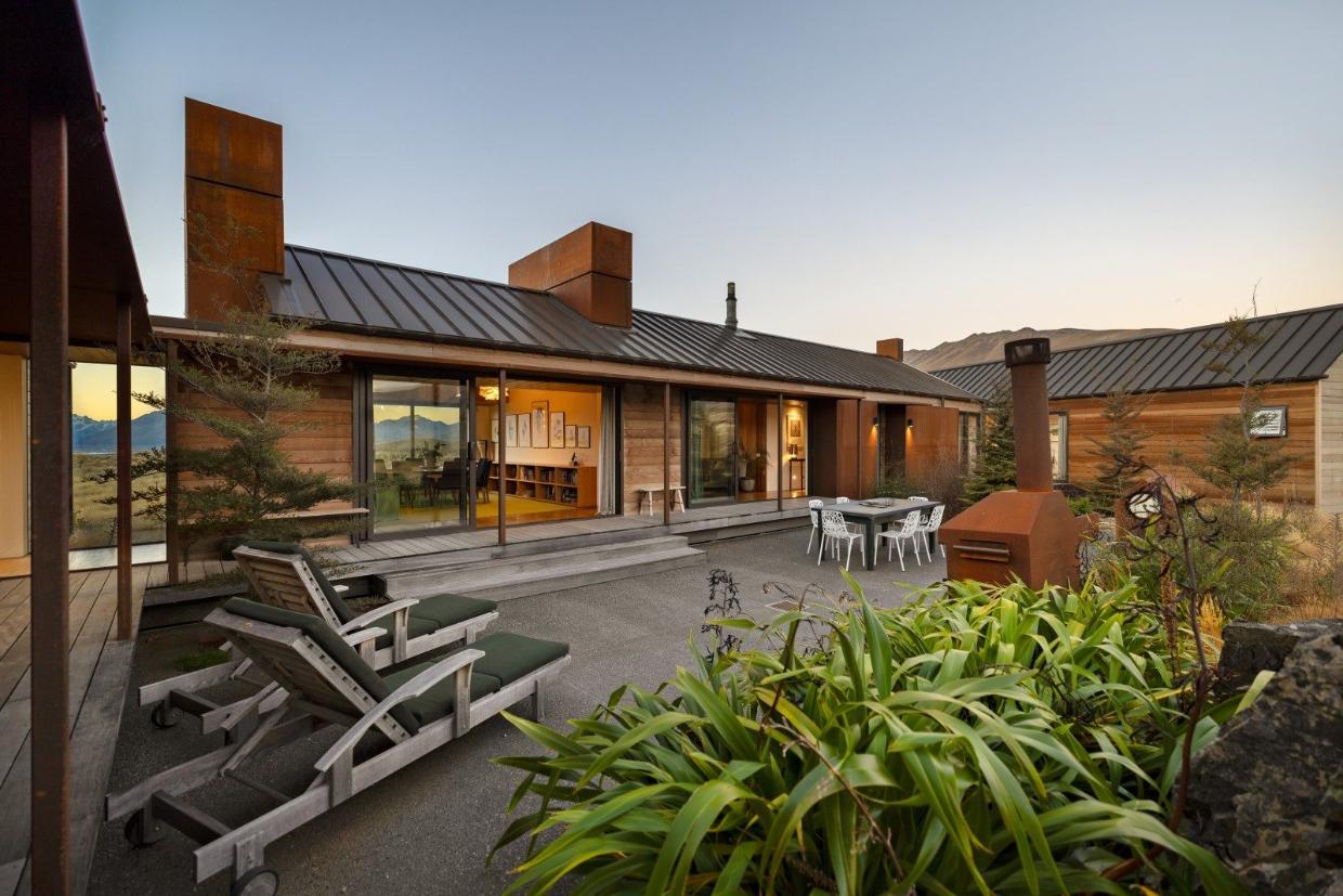 North American cedar is teamed with Corten steel on the exterior. Photo: NZ Sotheby's