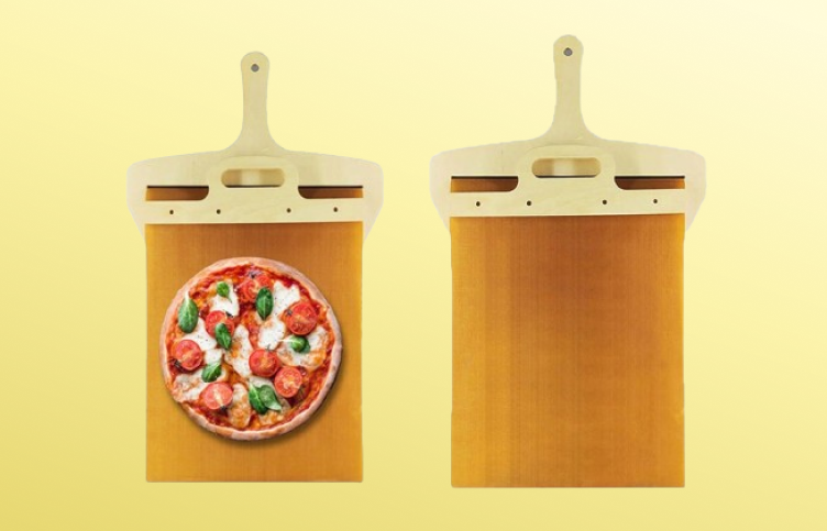 Sliding pizza peel that picks up and transports your pizza without mess
