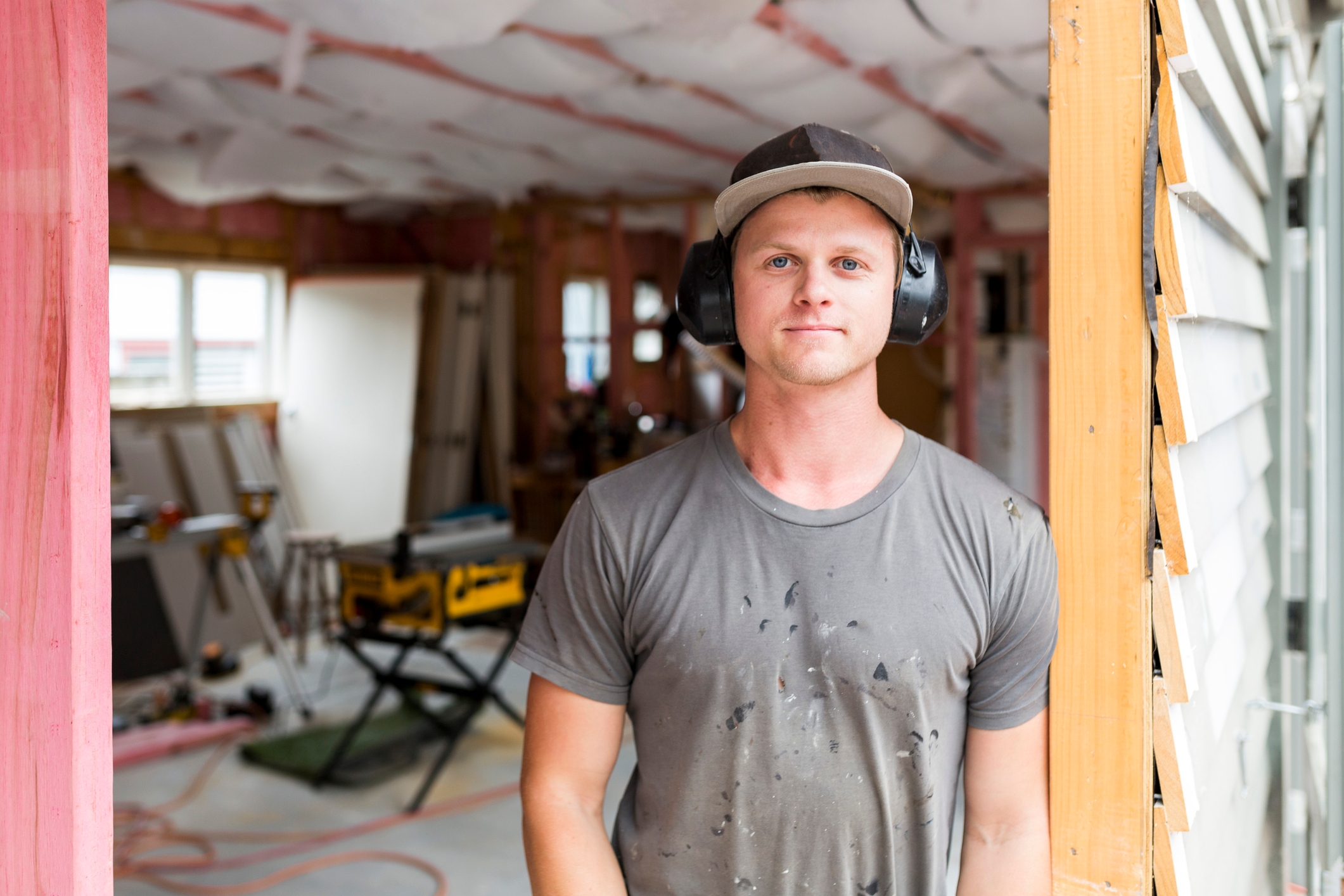 Apprentice builder on site