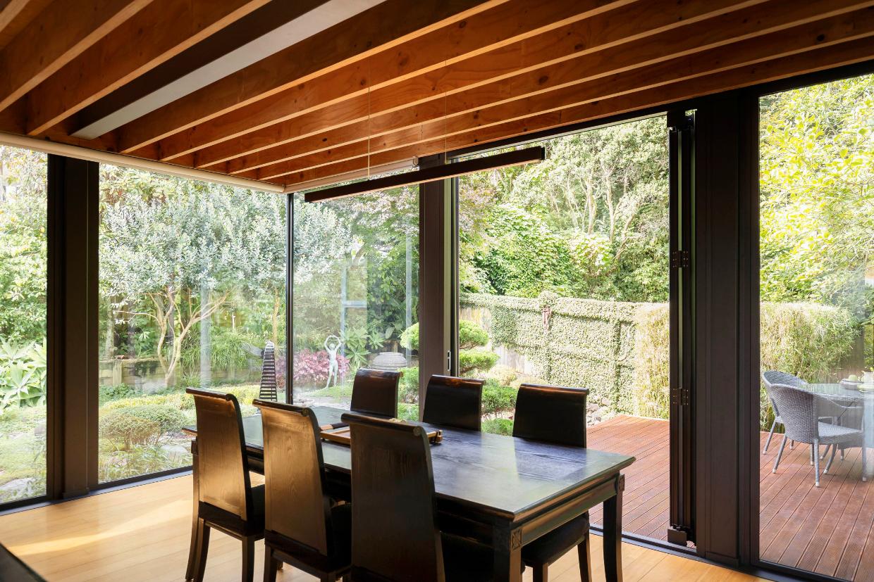 The property has windows with gorgeous views overlooking the garden