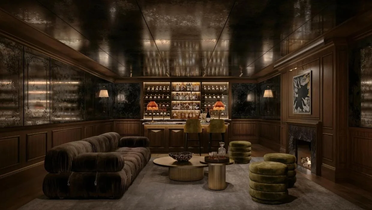 An artist’s impression of a home theatre/bar 