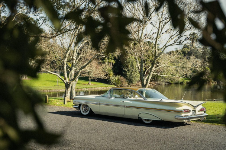 1959 Chevrolet Sport Coupe stationary rear view