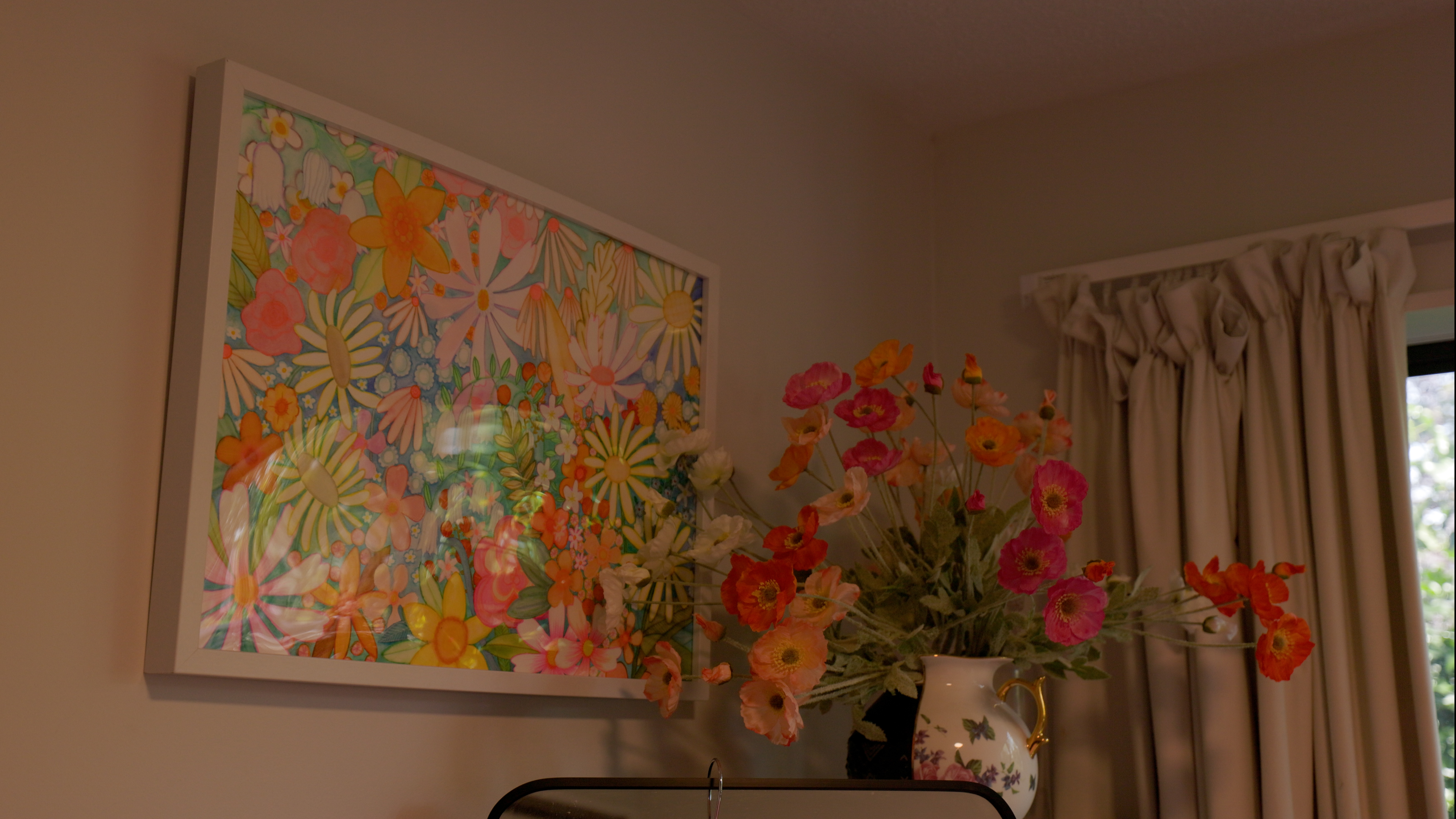 Painting and flowers.