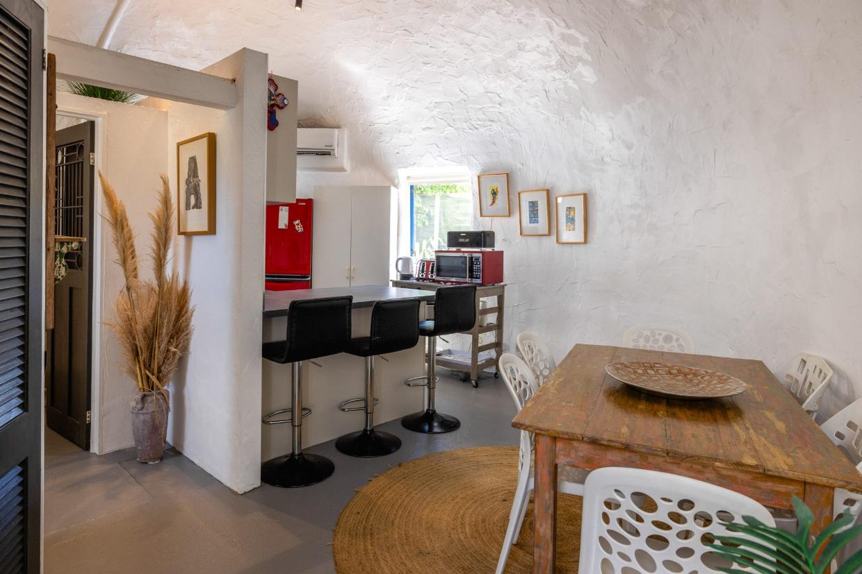 Kitchen and dining room. 