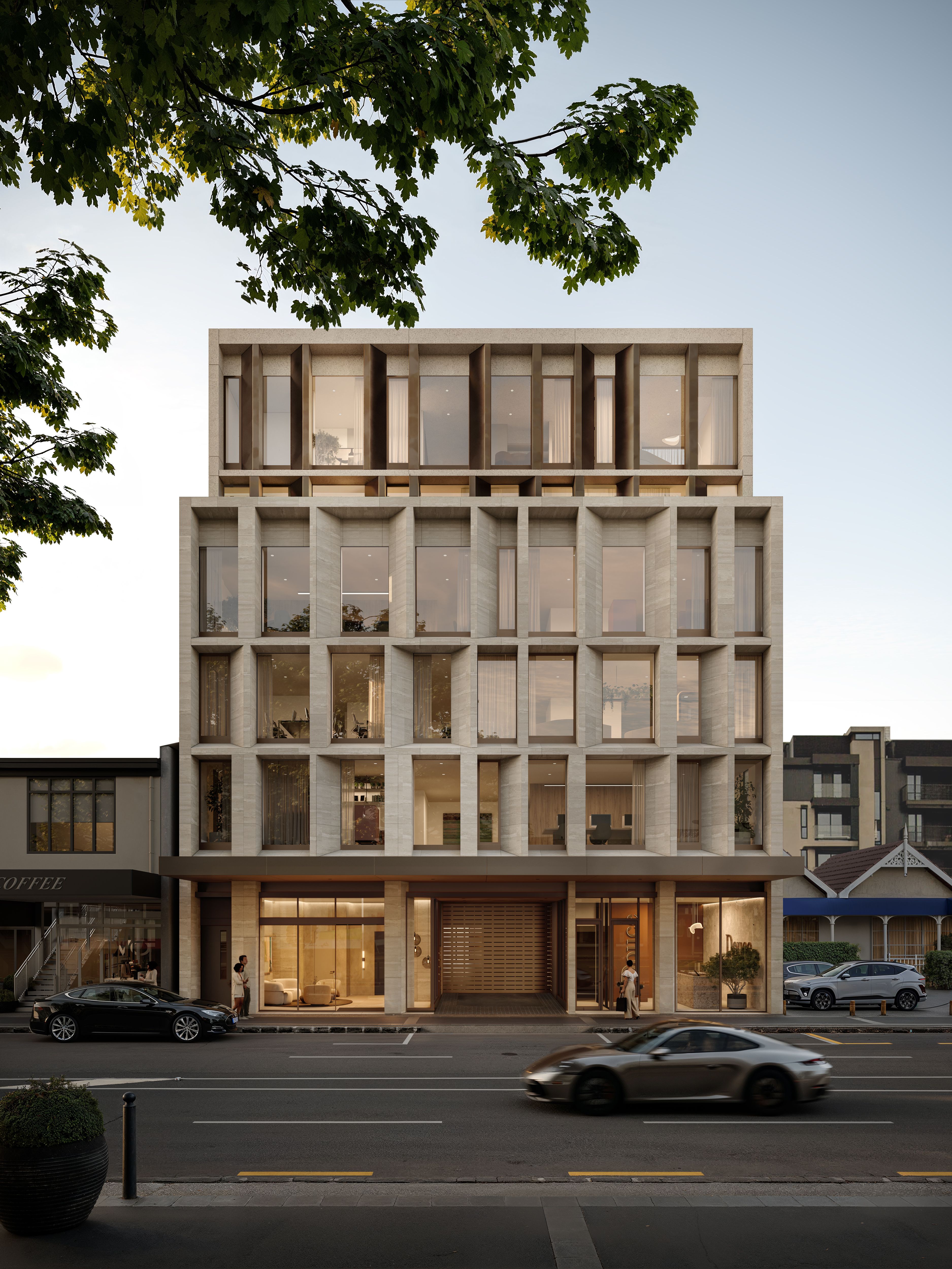 The building's exterior