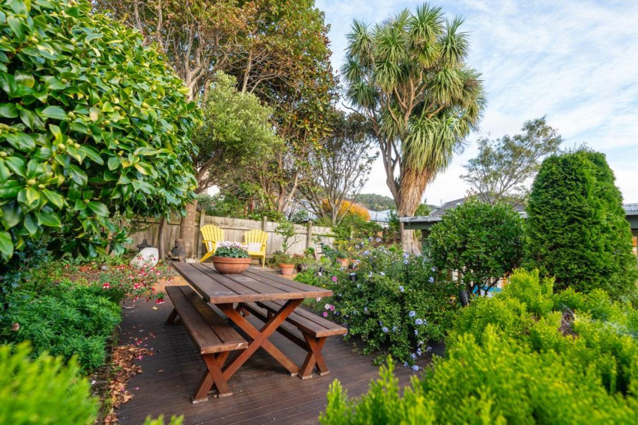 Sheltered retreat garden. 
