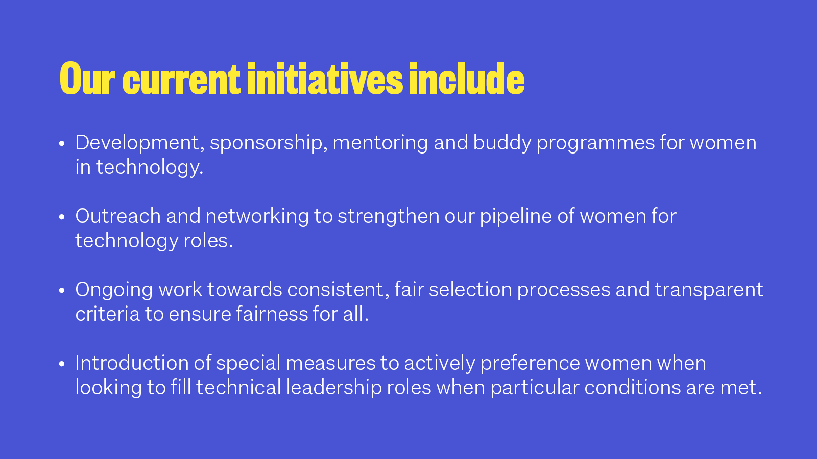 Summary of initiatives