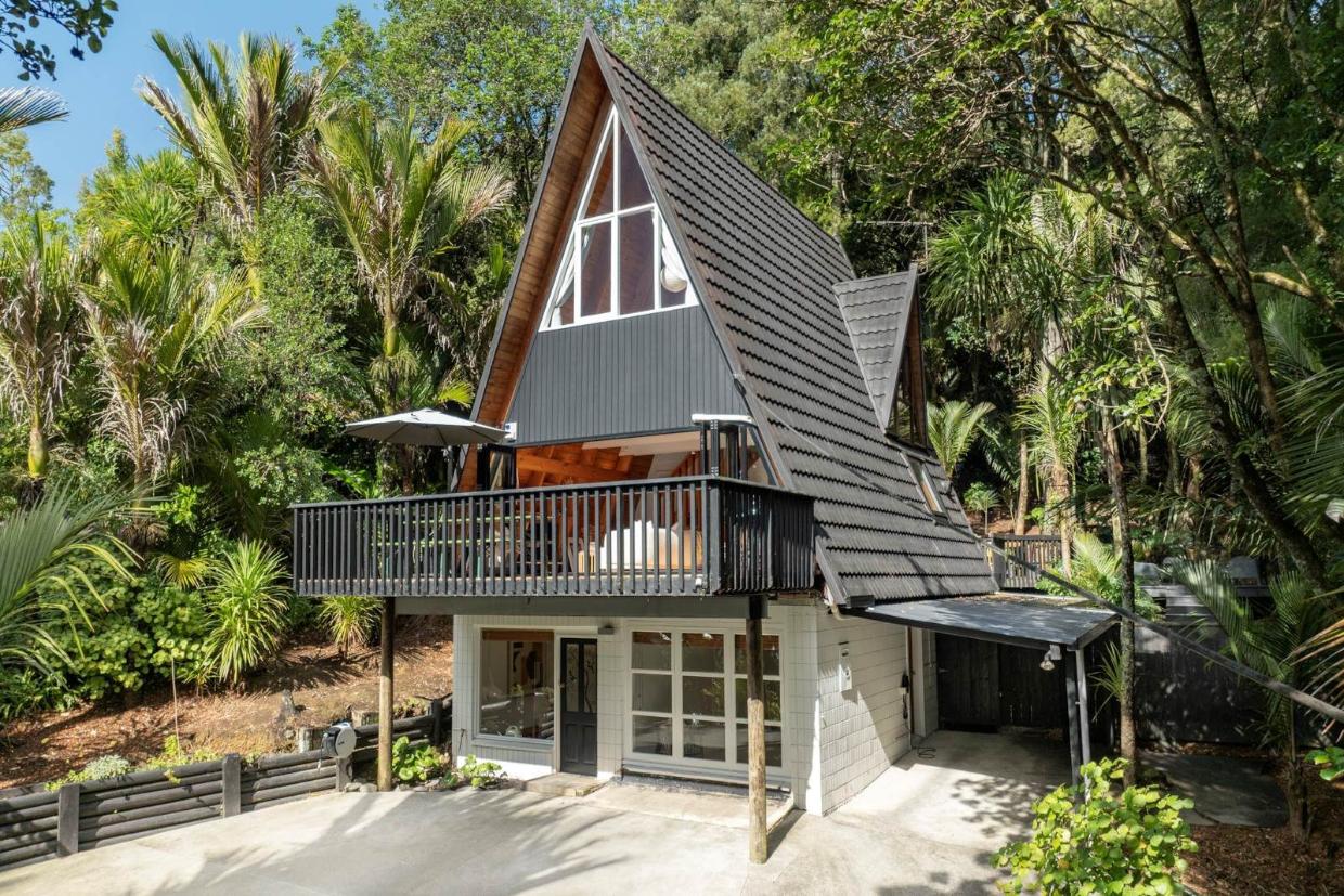 Full view of the funky 70s home. 