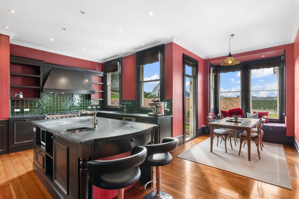 Red and black kitchen 