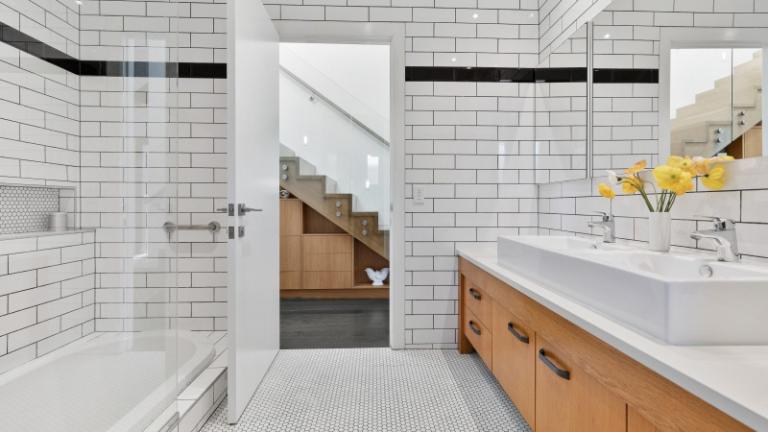 There are three crisp, tiled bathrooms. Photo: NZ Sotheby's