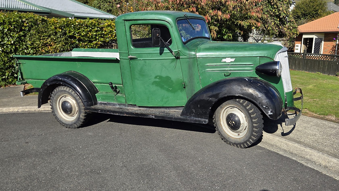 Green Chevrolet pickup truck