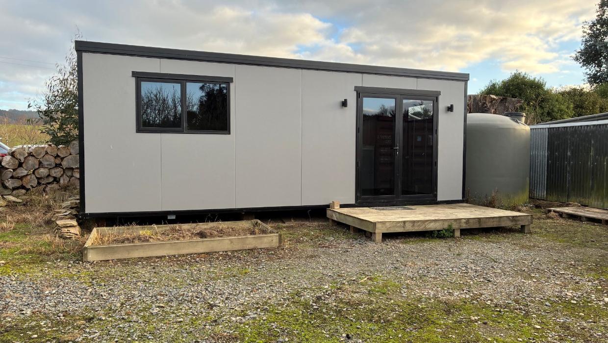 Portable cabin on the site.