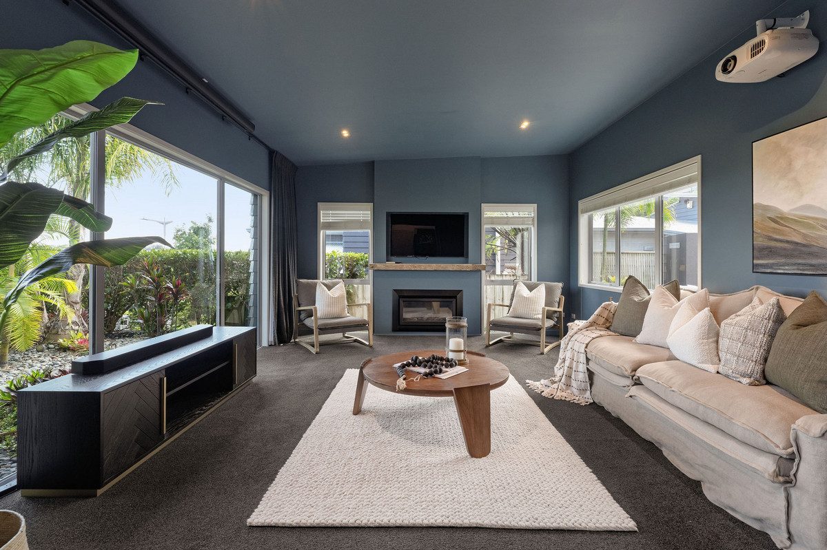 Entertainment room with drop down screen