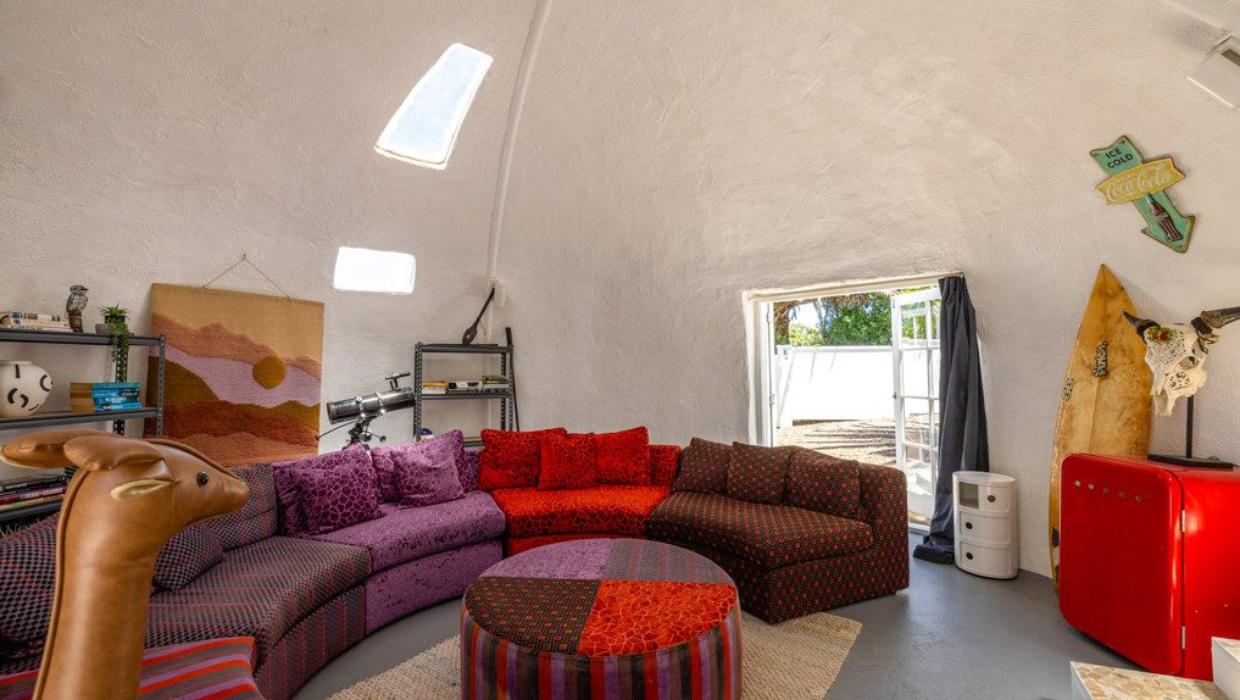 Interesting living area shown.