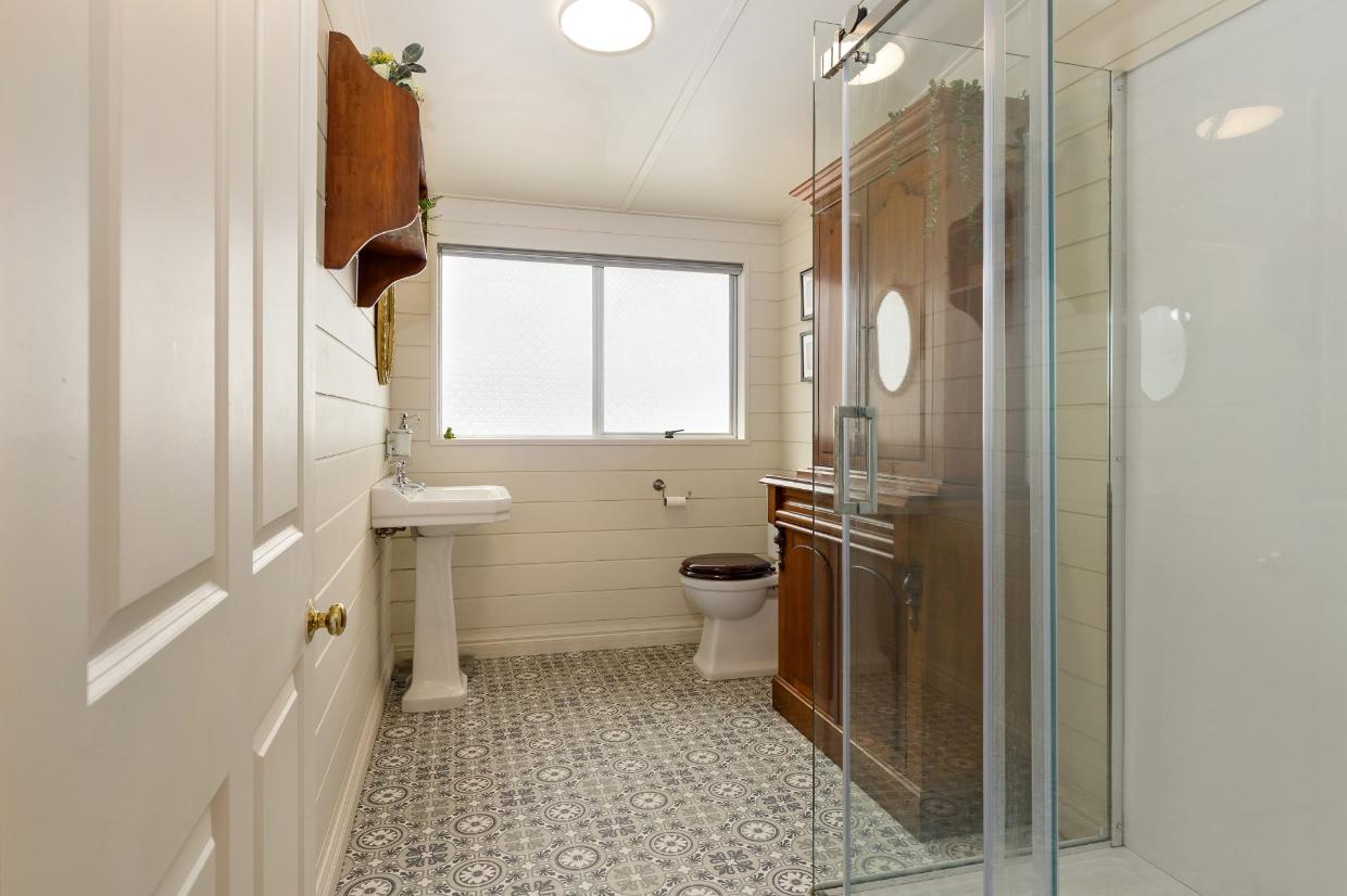 Freshly renovated bathroom that matches the style.