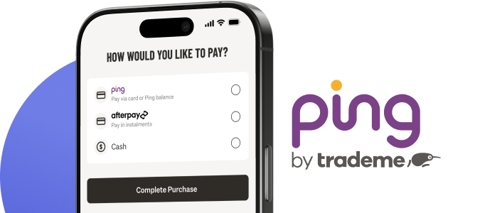 A mobile device showing different payment options on Trade Me. 