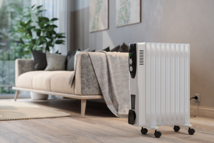 white oil heater in living room