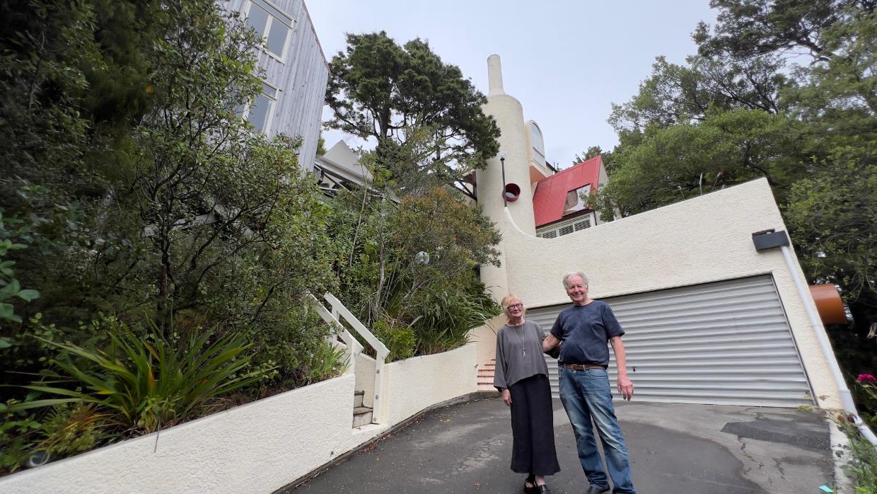 Owners Beverly and Alister Rhodes at the home they commissioned in 1976 from architect Roger Walker.