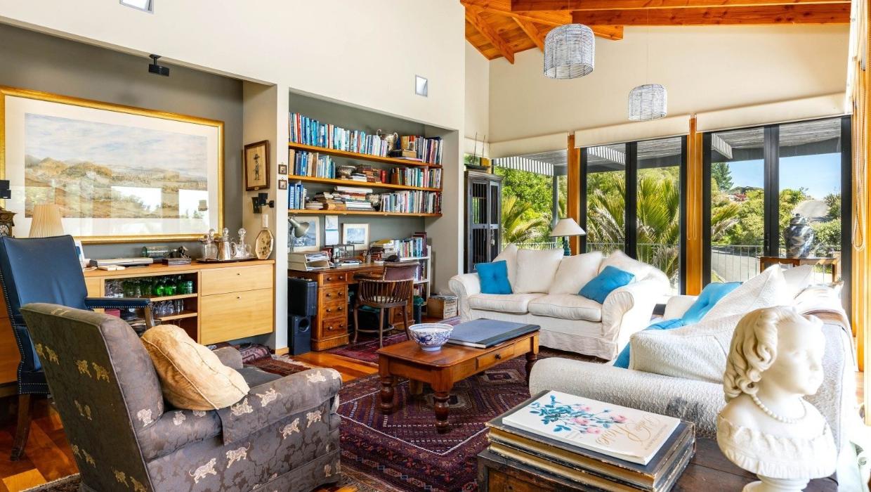 This is one of two living areas - all the rooms feature extensive glazing.