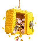 Pinata safe with money spilling out