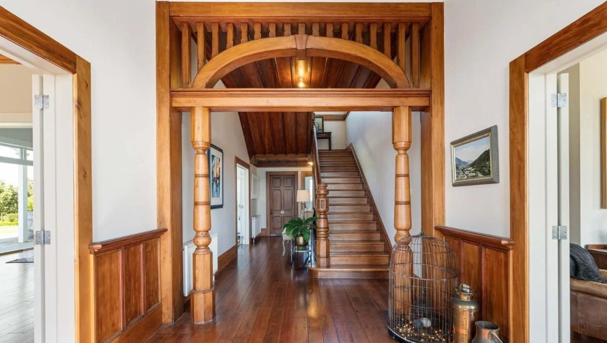 All the native timbers in the grand entry have been brought back to life. 