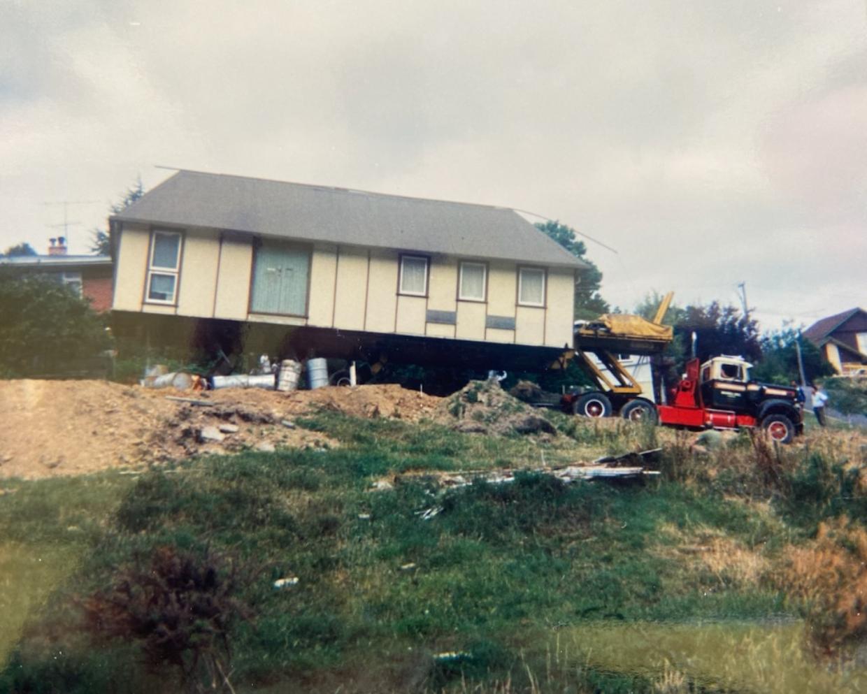The telephone exchange being moved to its new site overlooking the harbour. 