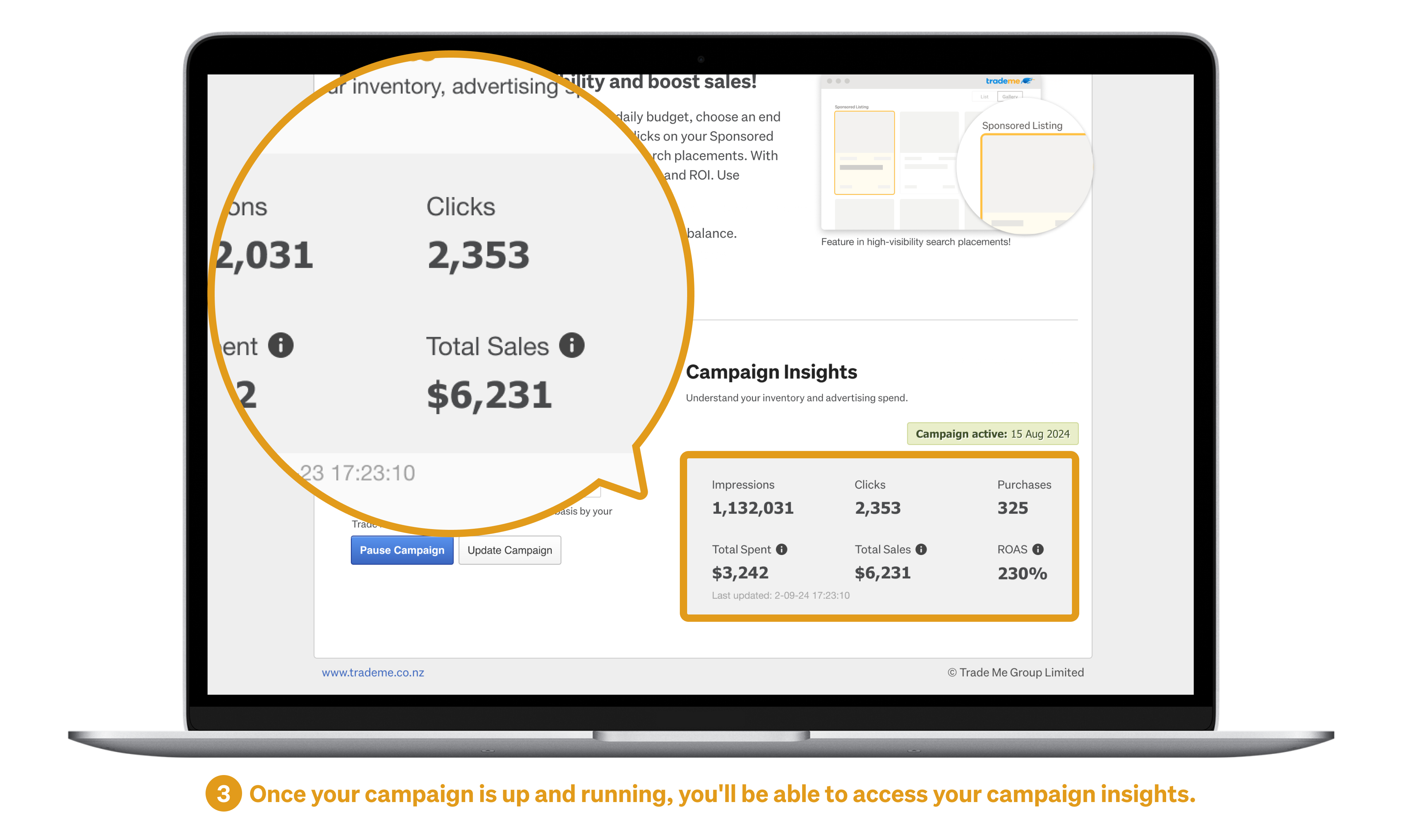 Once your campaign is up and running, you'll be able to access your campaign insights.