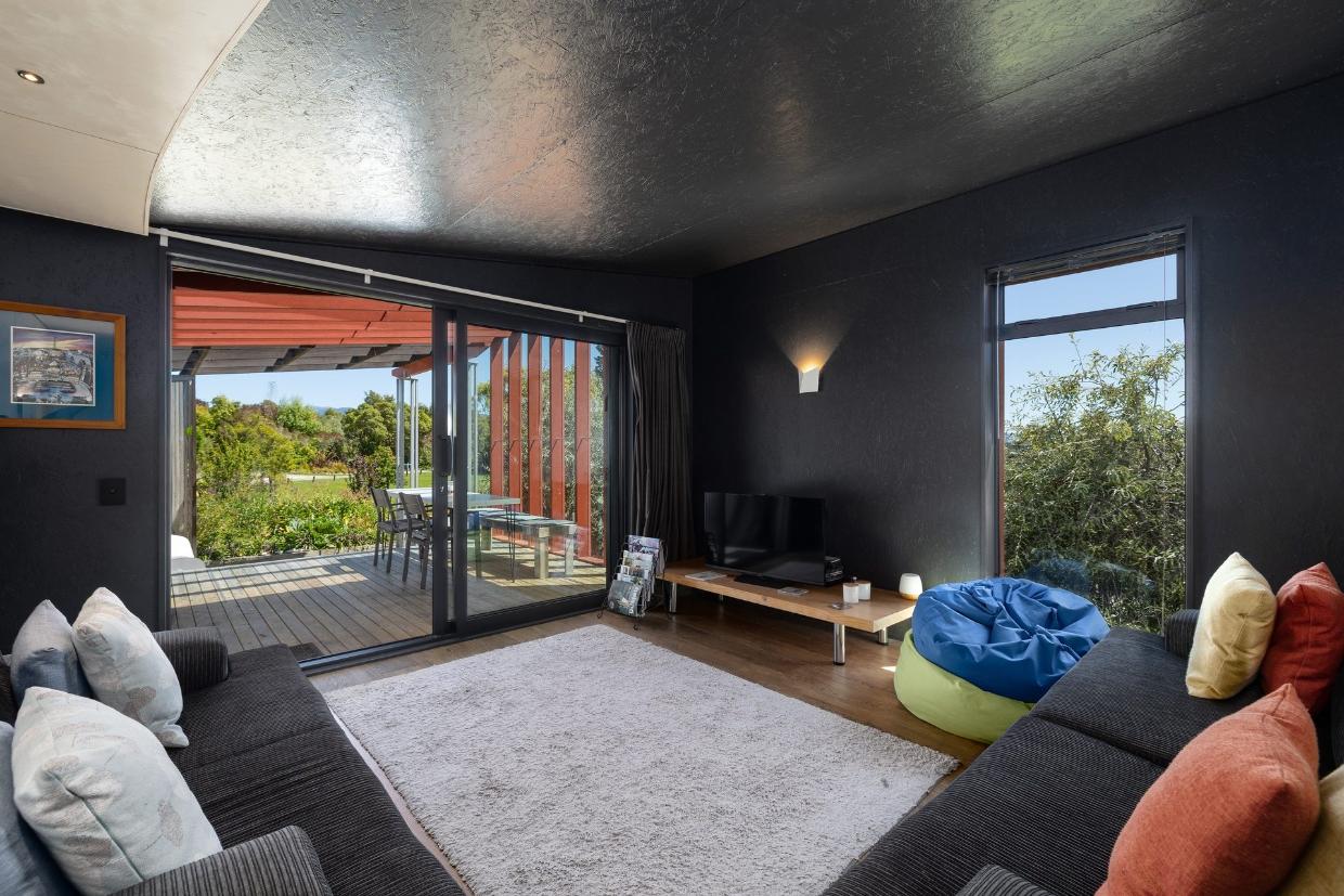 The apartment is also painted black.