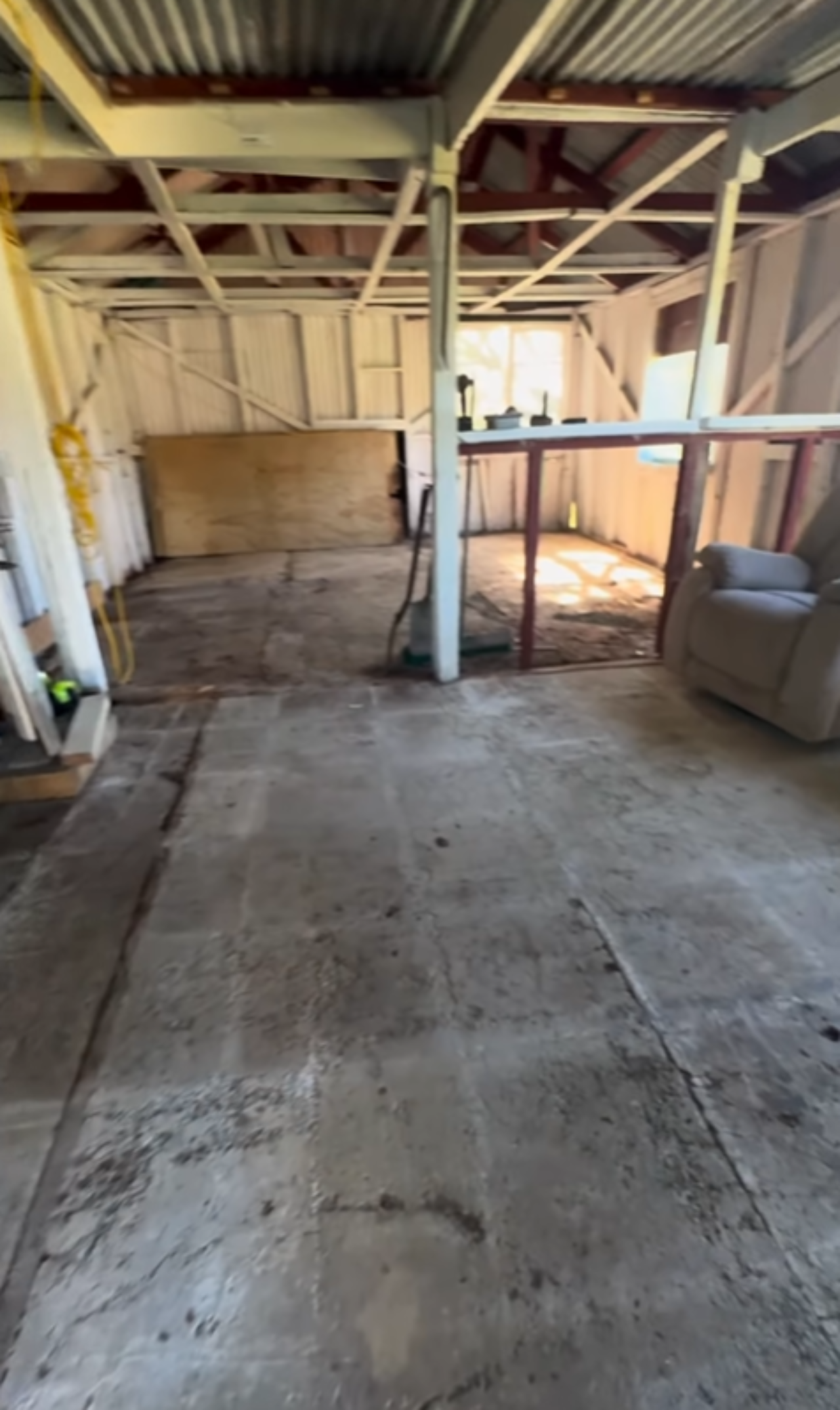 The progress of renovation shown.