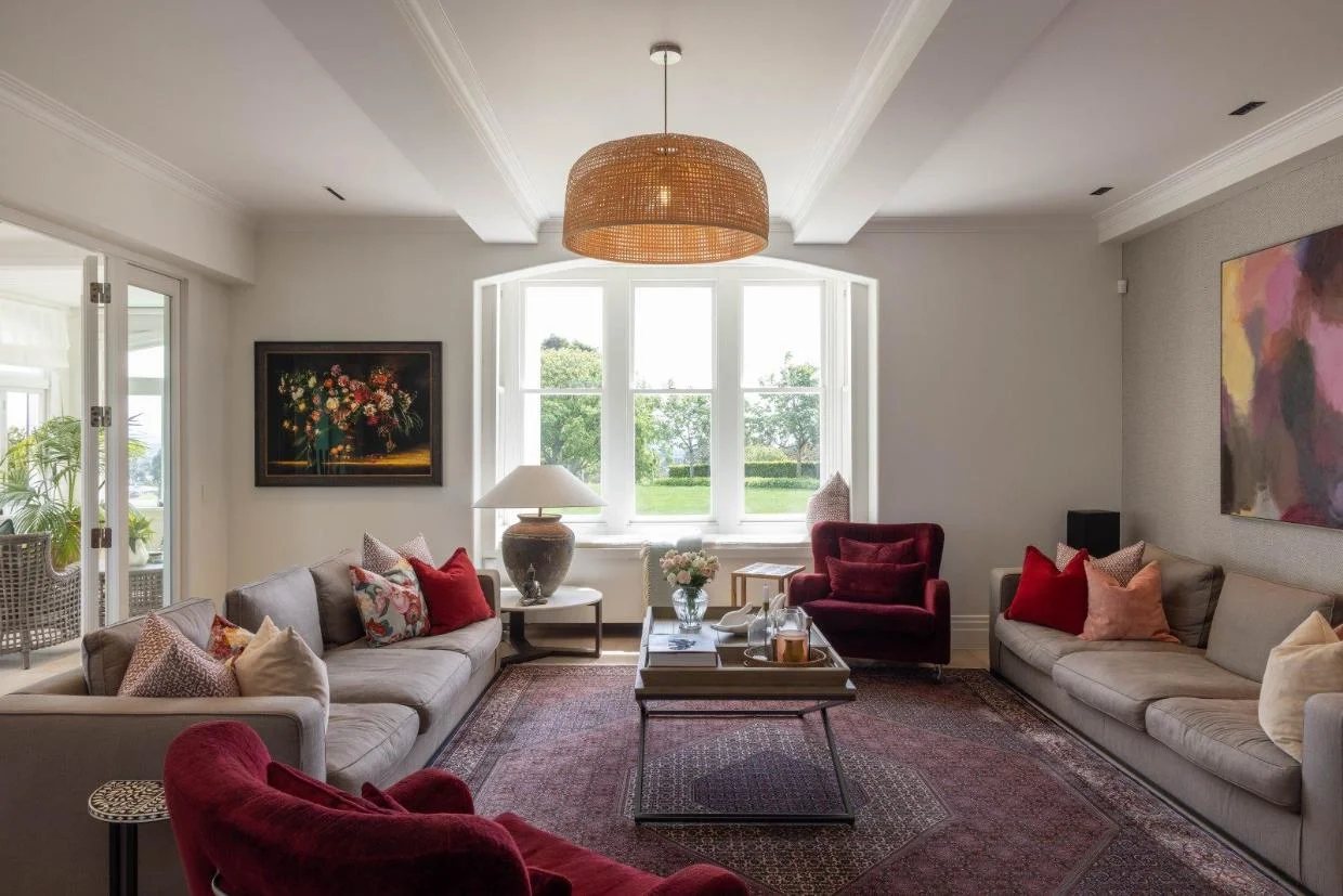 There’s are four living areas, ranging from formal to informal. 