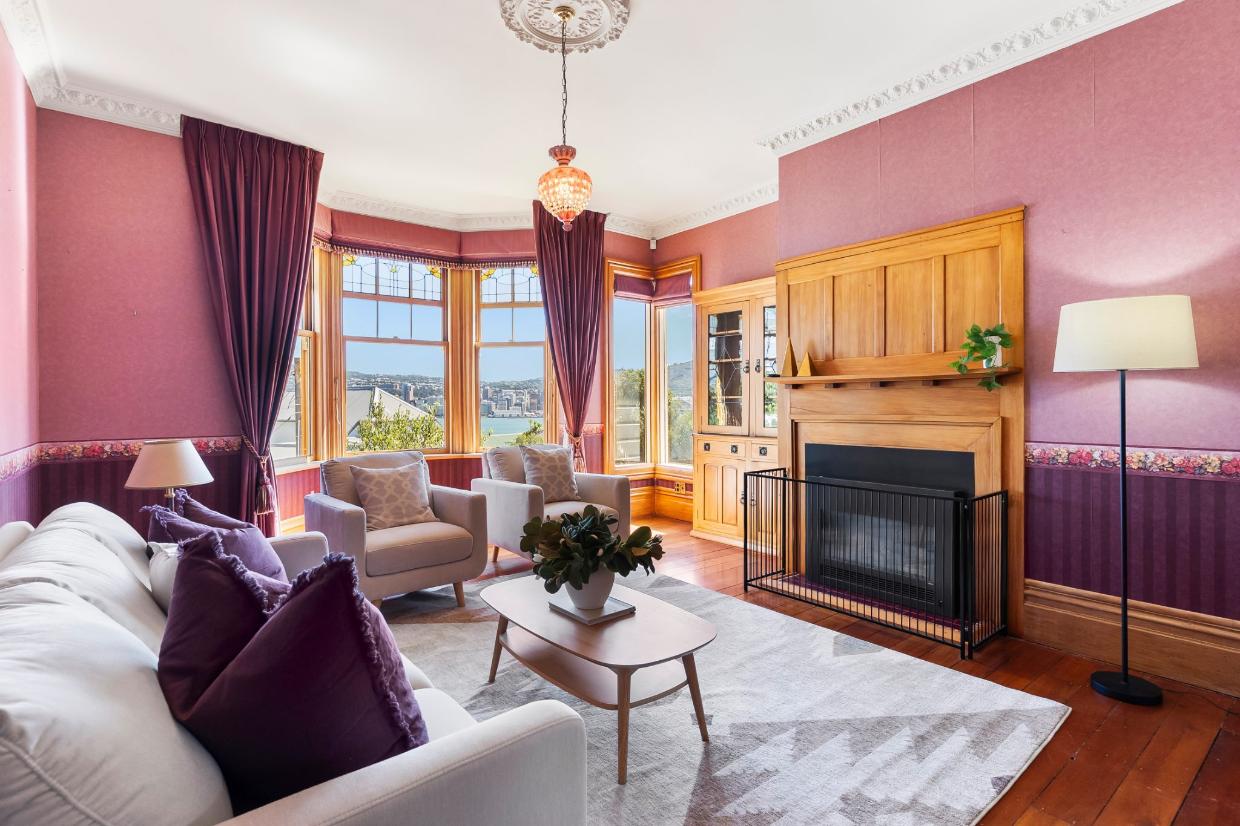Bay windows allow light to flow through during the day