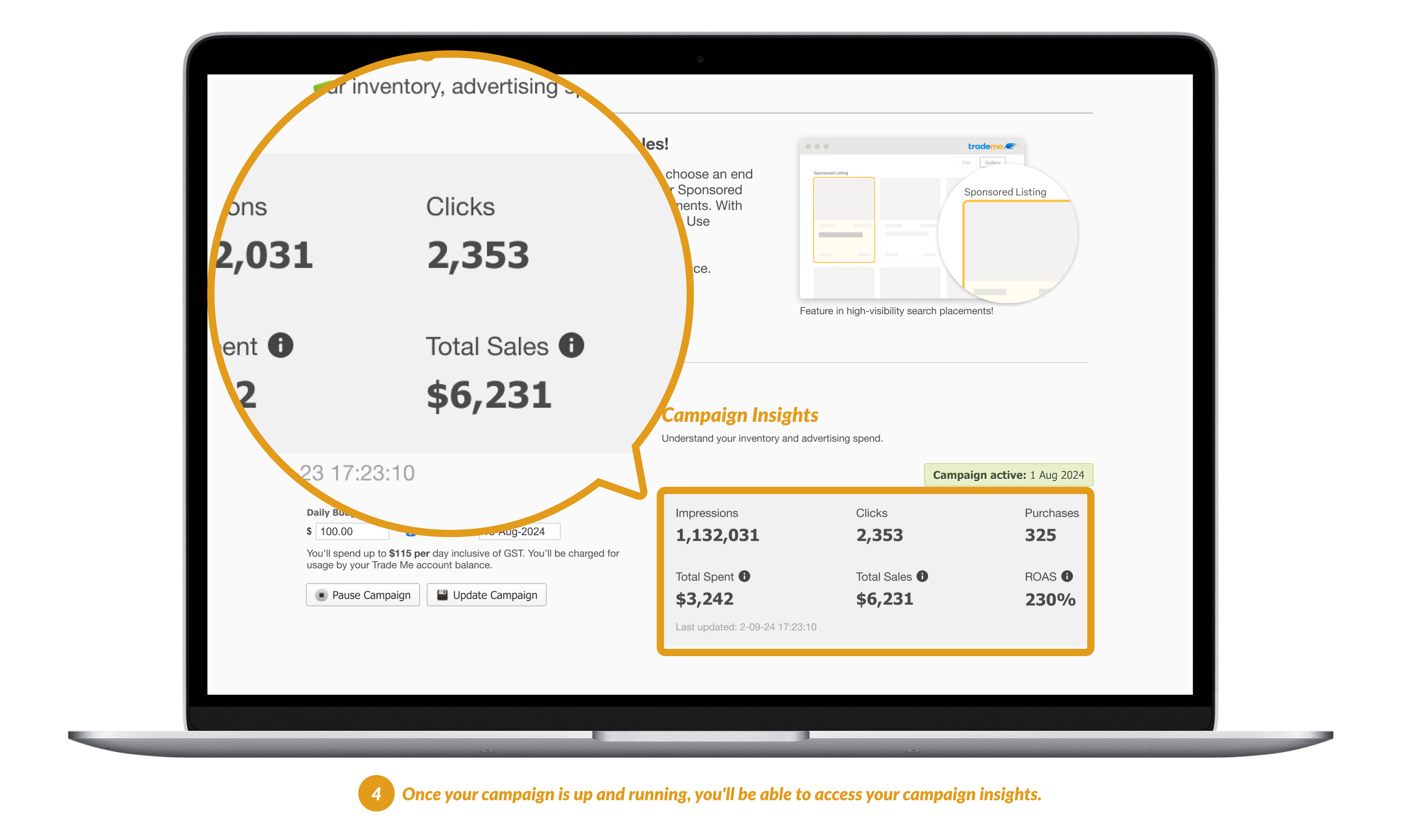 Once your campaign is up and running, you'll be able to access your campaign insights.