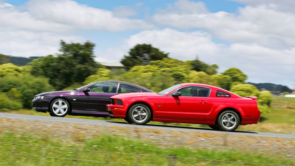 Holden Monaro vs Ford Mustang side action