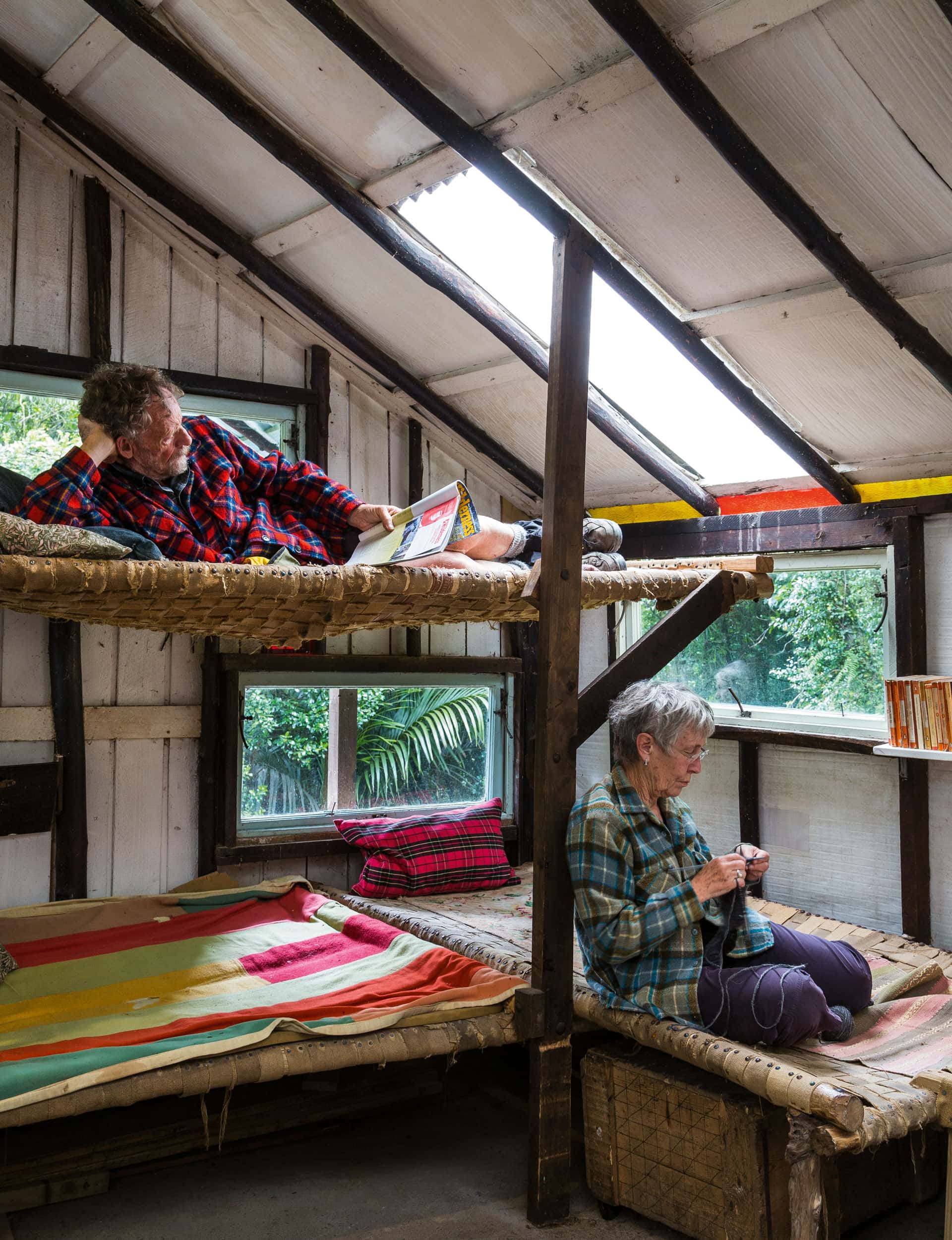 The hut has built-in bunks