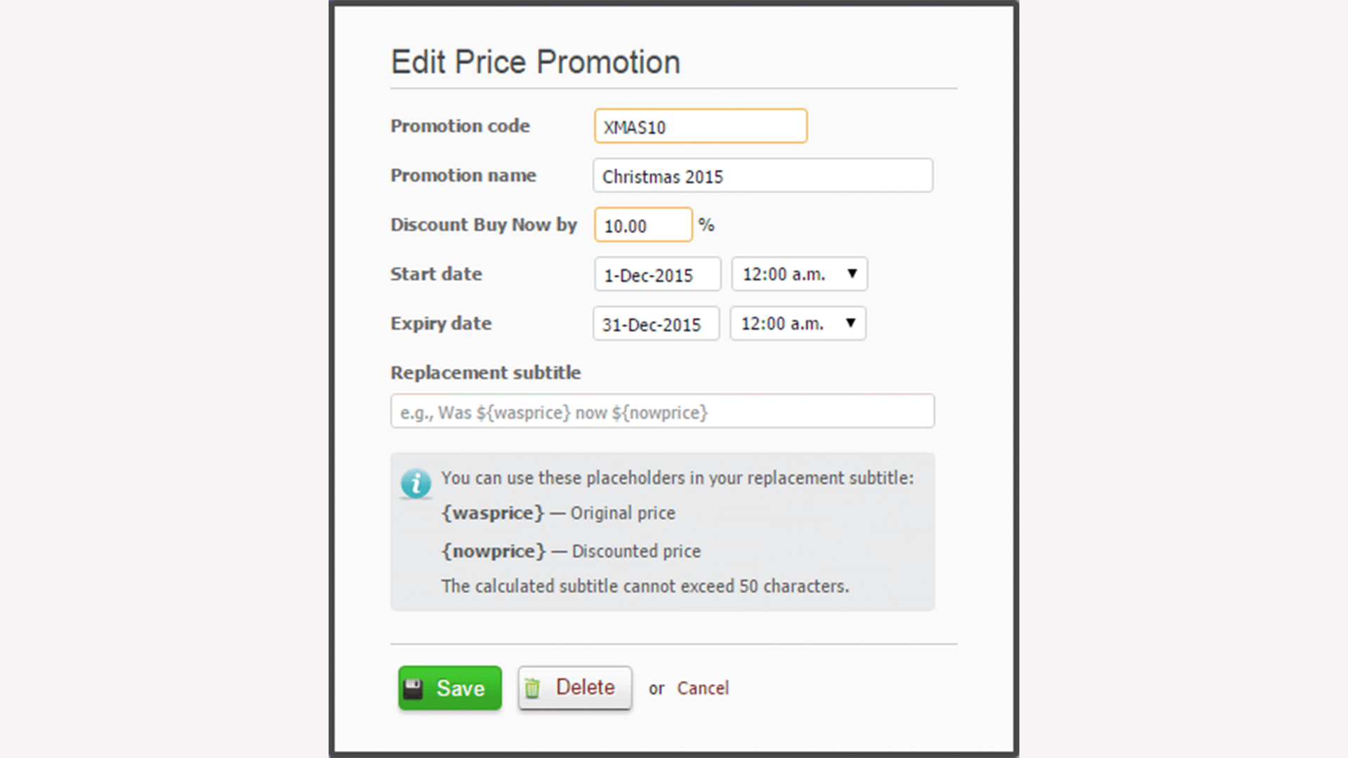How to edit price promotions