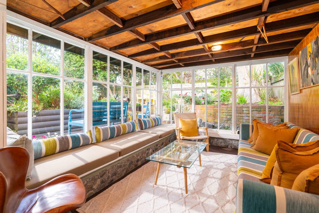 Garden room leads to a courtyard garden. 