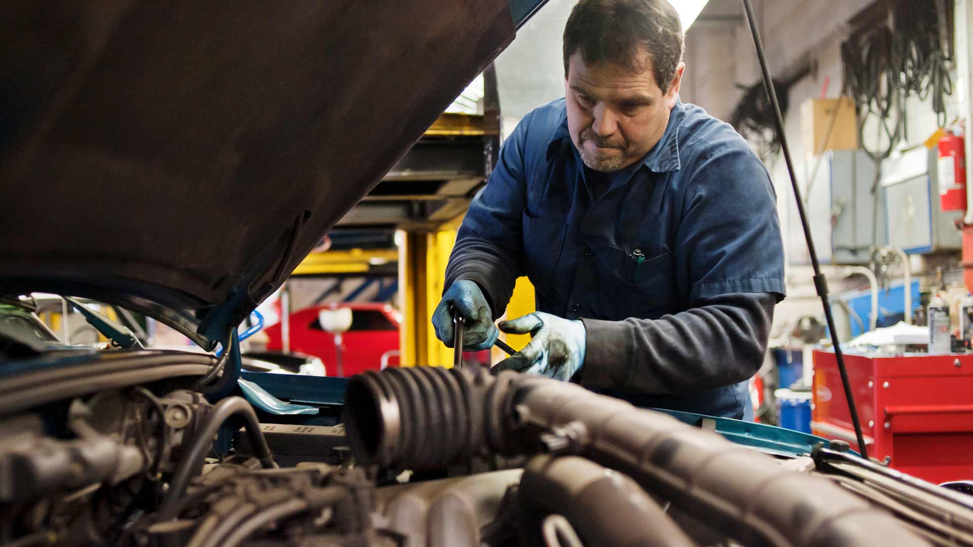 Man working as a mechanic in New Zealand.