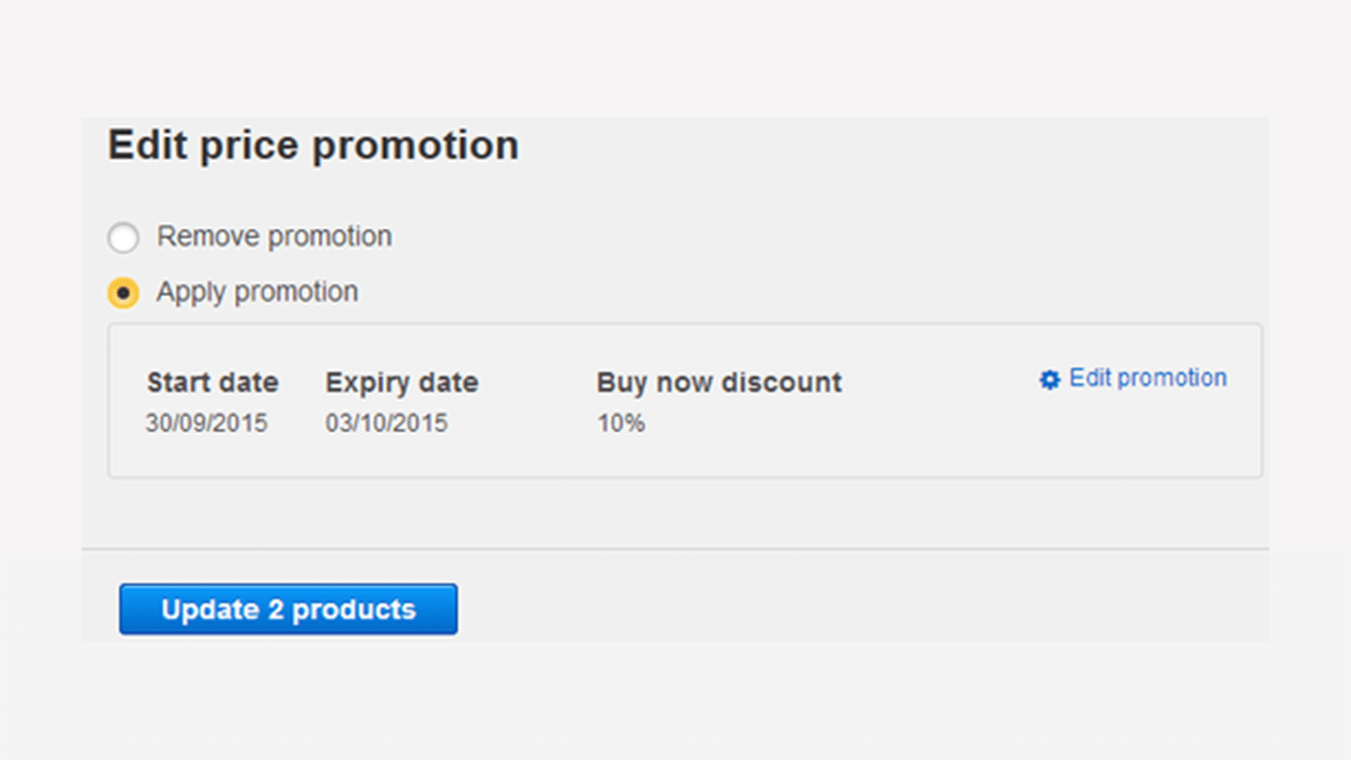 Confirmation of editing price promotion