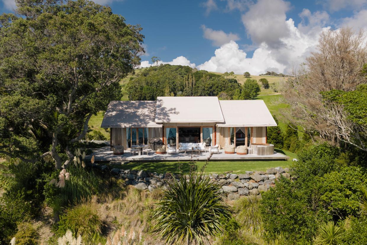 A lodge with an African safari-style glamping set-up. 
