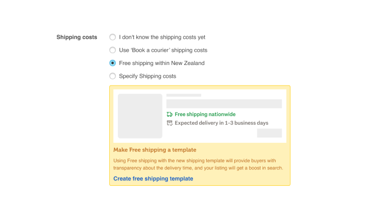 Shipping options are available when you create or edit your products