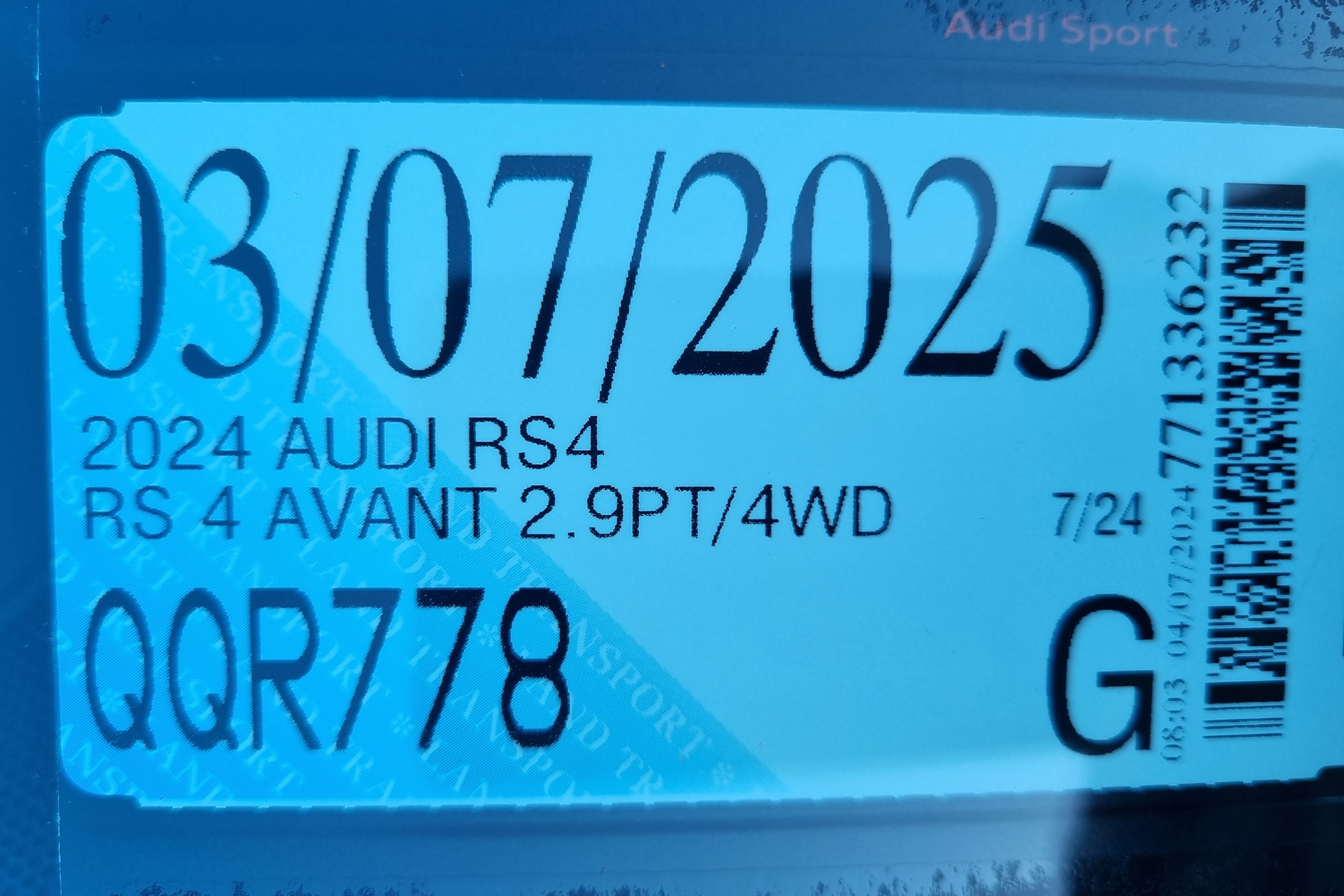 Car rego label 