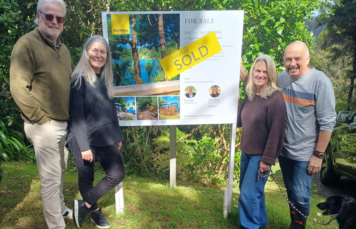 The two couples met each other at the weekend after the sale went unconditional. Duncan McGill and Leisa Munro are pictured at left with Pip and Maz Kefali. Photo: Supplied