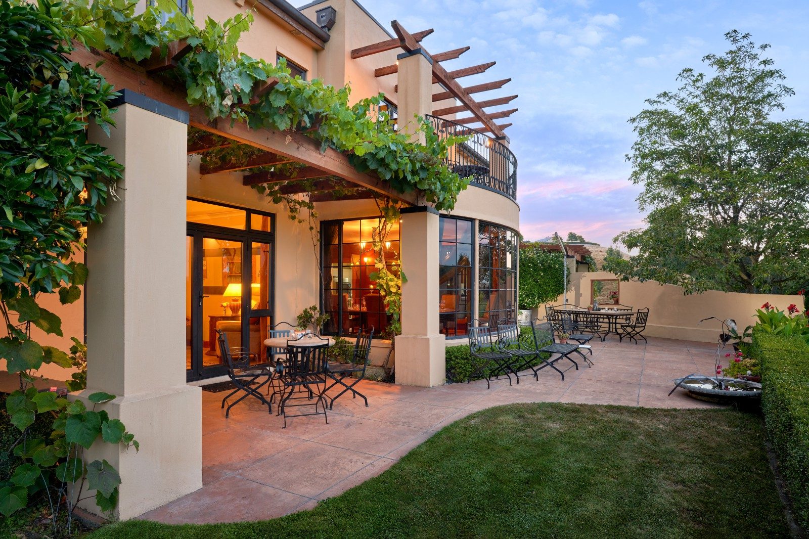 View of the patio in the early evening