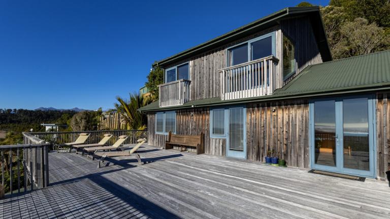 The deck is a substantial size to enjoy that view. 