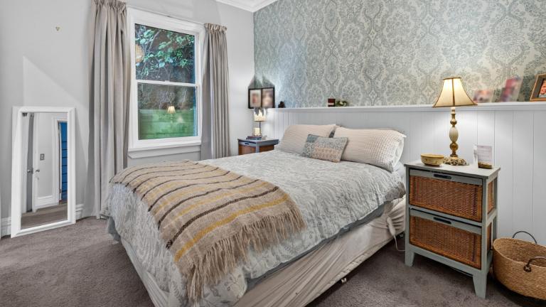 One of the three bedrooms in the cottage