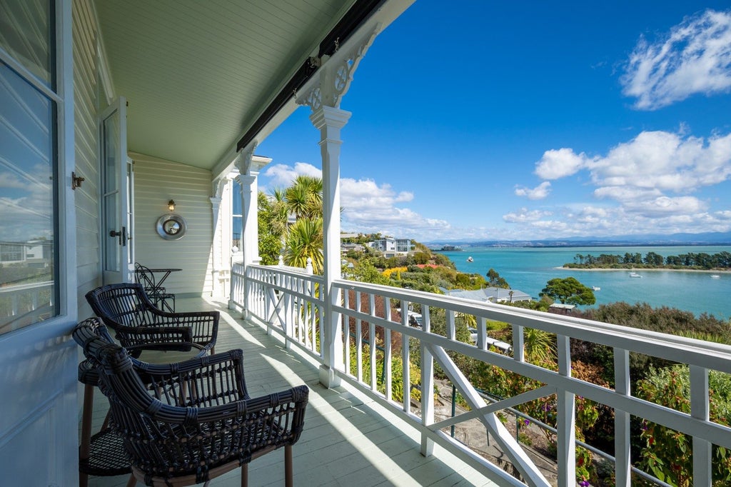 Veranda has a calming view. 