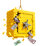 Pinata safe with money sticking out of it