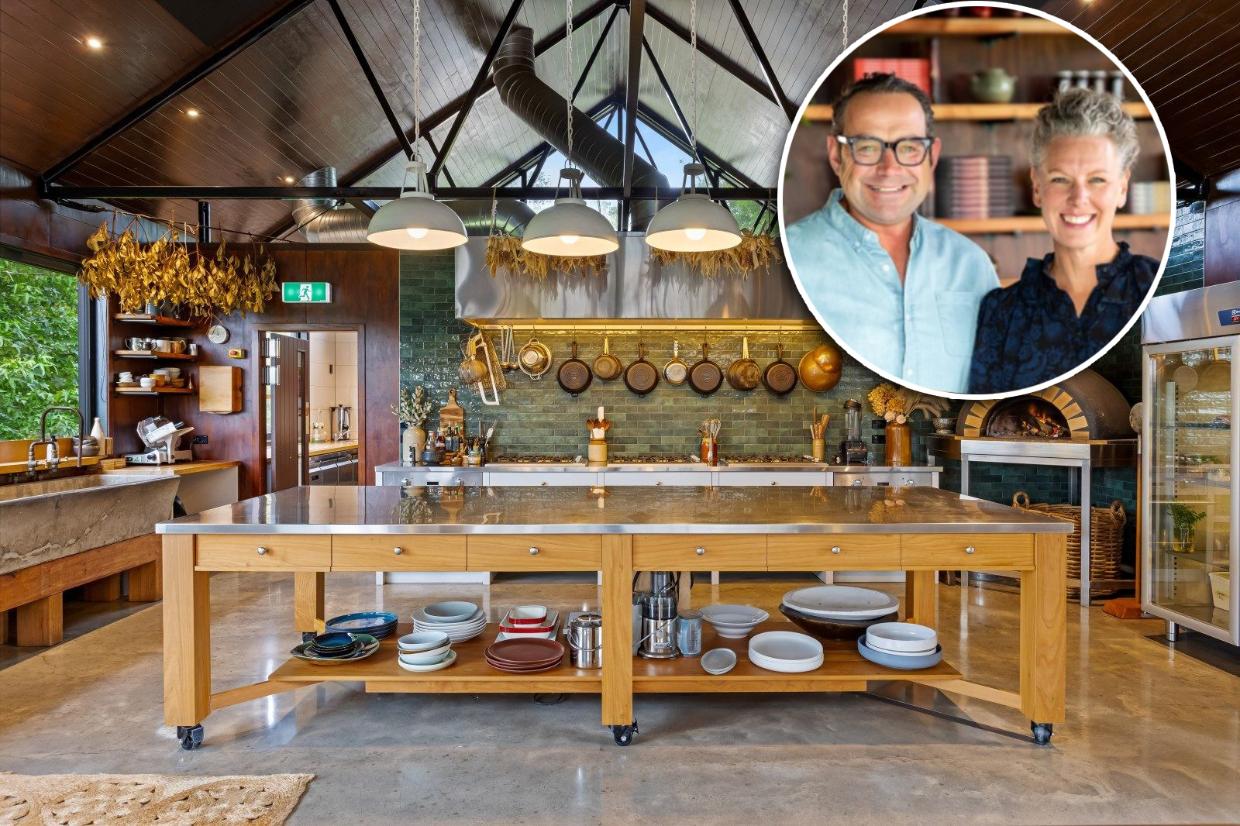 Michael and Belinda Van de Elzen are selling their 5.24ha property with villa and purpose-built cookery school pavilion at Muriwai Beach. 