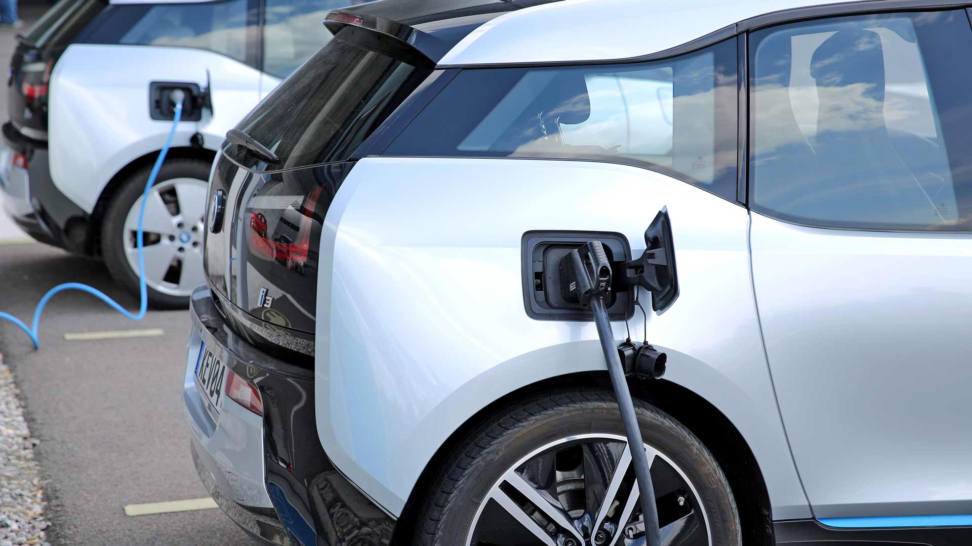 EV parked with charger connected