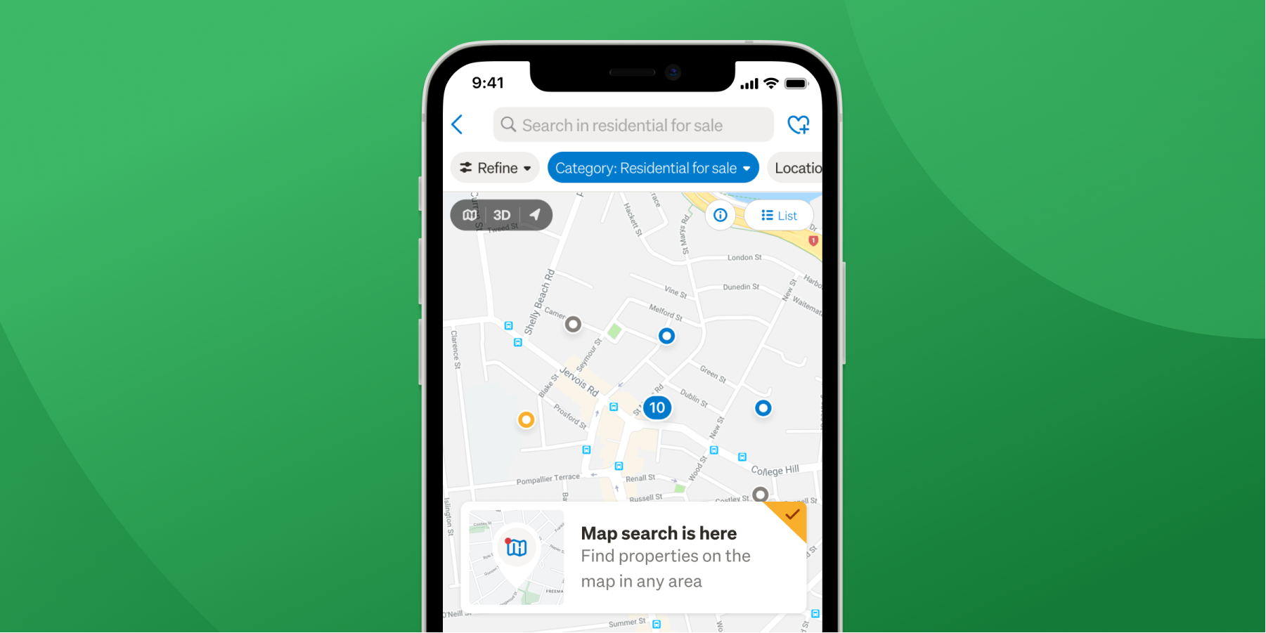 Map based search on the Trade Me app